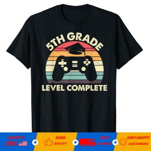 5th grade level complete Video Gamer Play Station Handle game Graduation T-shirt