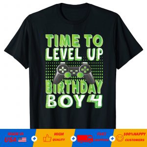 Gamer 4th Birthday Birthday Boy 4 Time To Level T-Shirt