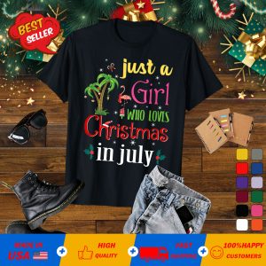 Camiseta con cuello en V para mujer Just A Girl Who Loves Christmas In Julio