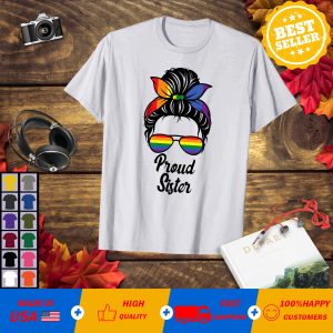 Womens Proud Mom Rainbow Bandana Sunglasses Gay Pride LGBTQ Women T-Shirt