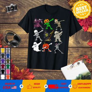 Halloween Dabbing Skeleton Witch And Monsters Boys Girl Kids T-Shirt