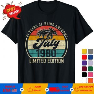 41 Year Old Vintage July 1980 Limited Edition 41st Birthday T-Shirt