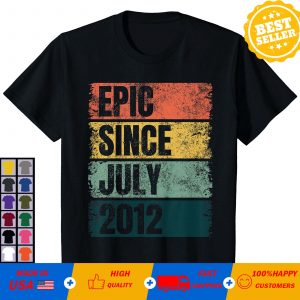Kids Grunge 9th Birthday July Ideas 9 Year Epic Since July 2012 T-Shirt