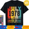 43 años Vintage julio 1978 edición limitada 43 cumpleaños camiseta T-shirt