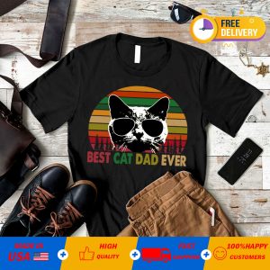 Best Cat Dad Ever - Vintage Retro Cat Father Gift Men T-Shirt