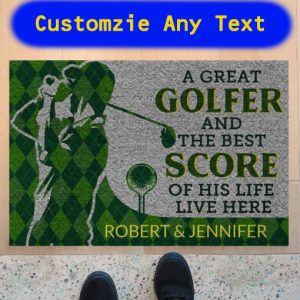 A great golfer and the best score of his life live here personalized doormat