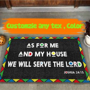 As For Me And My House We Will Serve The Lord African American Doormat Welcome Floor Mat, Housewarming Doormats Gift Rug, New Home Decor