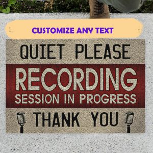 Audio Mixing Quiet Please Recording Session In Progress Thank You Doormat Welcome Home Mat, Indoor Outdoor Floor Rug, Housewarming Gift,