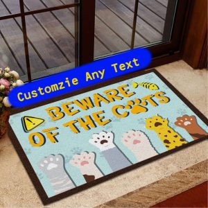 Beware Of The Cats Doormat, Funny Cat Feet Welcome Doormat, Funny Cat Warning Doormat, Cat Lover Doormat, Family Doormat, Housewarming Gift