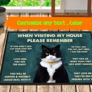 Black Cat When Visiting My House Please Remember Doormat, If You Dont Like Cat Hair Welcome Floor Mat, Housewarming Doormats Gift Rug, New