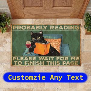 Book Probably reading please wait for me to finish this page Cat Doormat