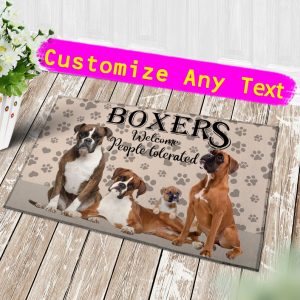 Boxer Welcome People Tolerated Doormat, Dog Doormat, German Boxer Dog Doormat, Deutscher Boxer Dog Doormat, Living Room Doomat
