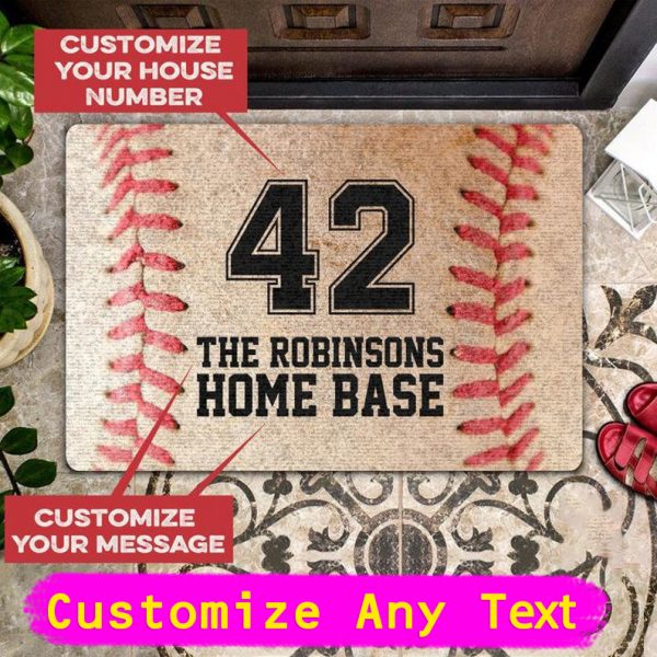Custom Baseball Doormat, Family Custom Doormat, House Warming Gift, Personalize Rug