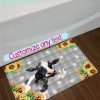 Farm Sunflower Funny Cow White Daisy Floor Carpet Non-skid Door Bathroom Mat Rug