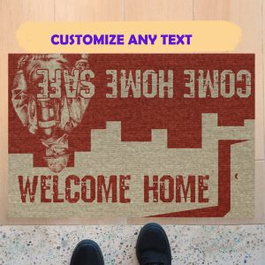 Firefighter Welcome Home Come Home Safe Doormat Welcome Home Mat, Indoor Outdoor Floor Rug, Housewarming Gift, House Decor
