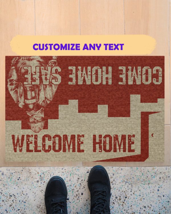 Firefighter Welcome Home Come Home Safe Doormat Welcome Home Mat, Indoor Outdoor Floor Rug, Housewarming Gift, House Decor