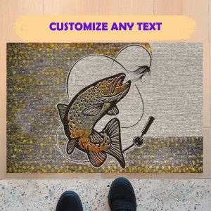 Fly Fishing Trout Doormat Welcome Home Mat, Indoor Outdoor Floor Rug, Housewarming Gift, House Decor