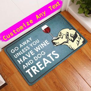 Go Away Unless You Have Wine And Dog Treats Doormat, Golden Retriever