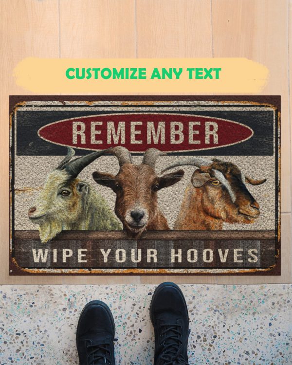 Goats Remember Wipe Your Hooves Doormat Welcome Home Mat, Indoor Outdoor Floor Rug, Housewarming Gift, House Decor
