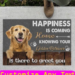 Golden Retriever Happiness Is Coming Home Doormat, Dog Doormat, Golden Retriever Doormat, Living Room Doormat, Doormat Indoor