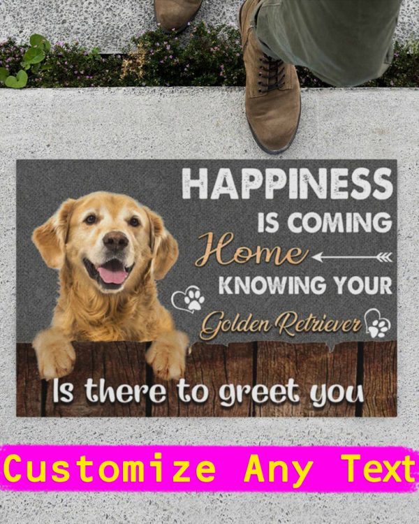 Golden Retriever Happiness Is Coming Home Doormat, Dog Doormat, Golden Retriever Doormat, Living Room Doormat, Doormat Indoor