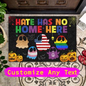Hate Has No Home Here Doormat, Human Right Boo Color, Halloween Decor, Gift For Grandpa