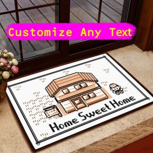 Home Sweet Home Doormat, Lego Style Brown House Doormat, Gaming Doormat