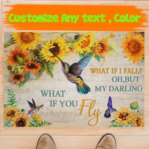 Hummingbird What If I Fall Oh But My Darling What If You Fly Doormat Welcome Floor Mat, Housewarming Doormats Gift Rug, New Home Decor