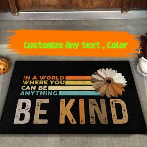 In A World Where You Can Be Anything Be Kind African American Doormat Welcome Floor Mat, Housewarming Doormats Gift Rug, New Home Decor