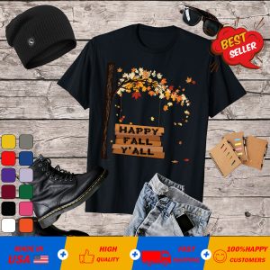 Autumn Quote Happy Fall Y'all, Pattern Leaves Fall T-Shirt