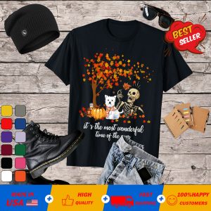 Official Skeleton It’s The Most Wonderful Time Of The Year Pumpkin Halloween T-Shirt