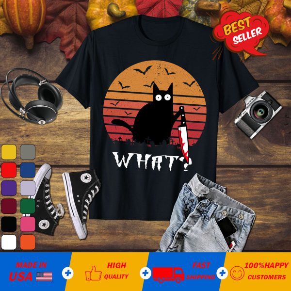 Black Cat What Murder Halloween T-Shirt