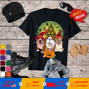 Bulldog Witch Halloween, Halloween Dogs T-Shirt