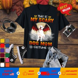Official This Is My Scary Dog Mom Costume White Pitbull Halloween T-shirt