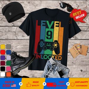 Kids Level 8 Unlocked Shirt Funny Video Gamer 8th Birthday Gift T-Shirt