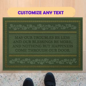 Irish May Our Troubles Be Blessed Doormat Welcome Home Mat, Indoor Outdoor Floor Rug, Housewarming Gift, House Decor