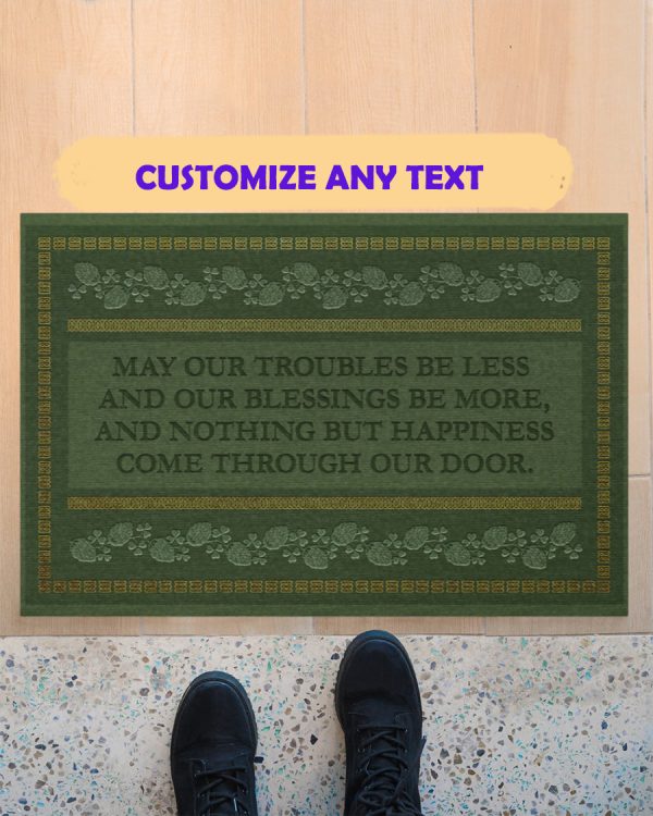 Irish May Our Troubles Be Blessed Doormat Welcome Home Mat, Indoor Outdoor Floor Rug, Housewarming Gift, House Decor