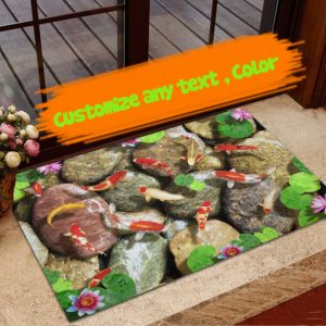 Koi 3D Doormat, Koi Fish Welcome Floor Mat, Housewarming Doormats Gift Rug, New Home Decor Family Outdoor Indoor Decoration