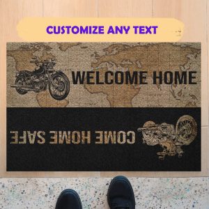 Motorcycling Welcome Home Come Home Safe Doormat Welcome Home Mat, Indoor Outdoor Floor Rug, Housewarming Gift, House Decor