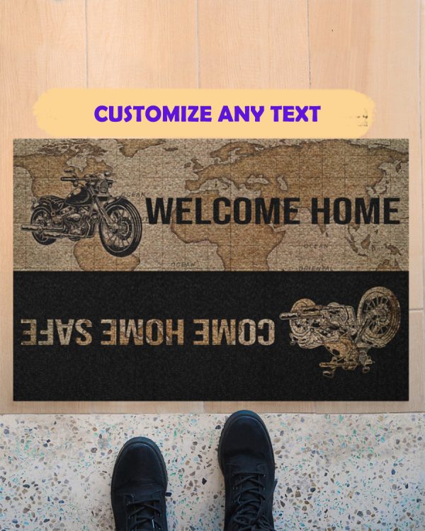 Motorcycling Welcome Home Come Home Safe Doormat Welcome Home Mat, Indoor Outdoor Floor Rug, Housewarming Gift, House Decor
