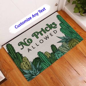 No Pricks Allowed Cactus Doormat, Outdoor Floor Mat, Custom Doormats Rug, New Home Family Gift, Housewarming Gifts