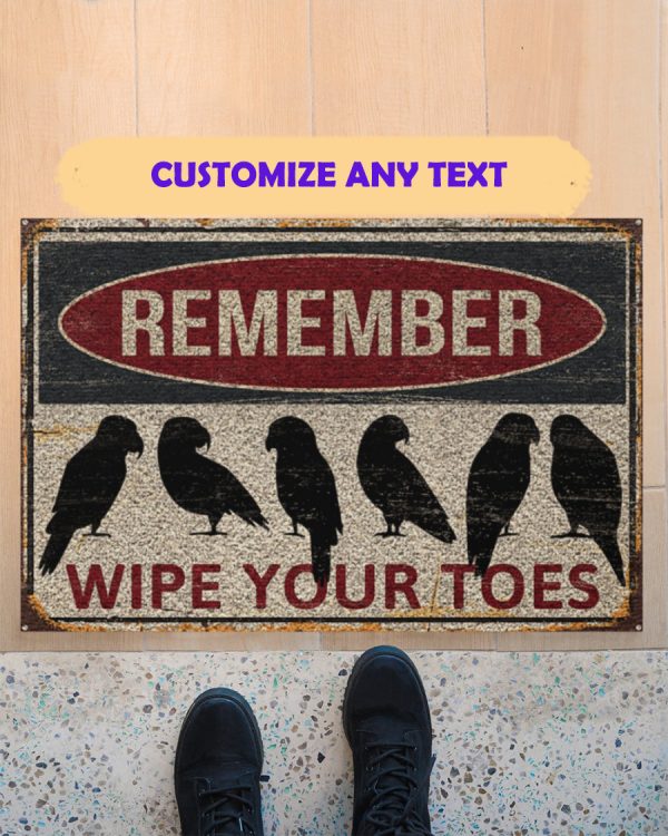 Parrots Remember Wipe Your Toes Doormat Welcome Home Mat, Indoor Outdoor Floor Rug, Housewarming Gift, House Decor