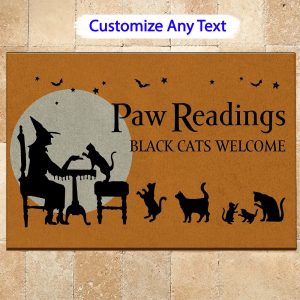 Paw Readings Black Cats Welcome Doormat, Outdoor Floor Mat, Custom Doormats Rug, New Home Family Gift, Housewarming Gifts