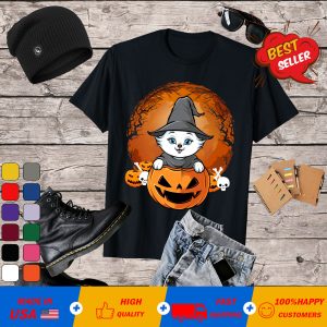 Halloween Costume Cat Witch Pumpkin With Moon T-Shirt