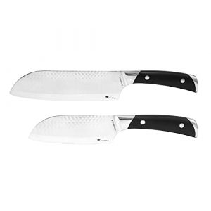 Kalorik SAK 47787 Cobra 2-Piece Knife Set: 5” Santoku Knife and 7” Santoku Knife — Japanese High-carbon Stainless Steel Kitchen Knife Set — Hand Forged — Full Tang