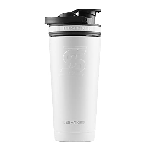 Ice Shaker Stainless Steel Insulated Water Bottle Protein Mixing Cup (As seen on Shark Tank) | Gronk Shaker | (White 26oz)