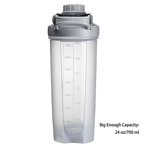 2 Pack Protein Shaker Bottle, 24-Ounce Leakproof Shaker Cup Blender Shaker Bottles, Clear