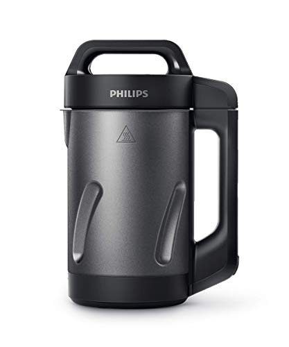 Philips Soup and Smoothie Maker, Makes 2-4 servings, HR2204/70, 1.2 Liters, Black and Stainless Steel