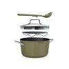 Ninja CW202GN Foodi NeverStick PossiblePot, Premium Set with 7-Quart Capacity Pot, Roasting Rack, Glass Lid & Integrated Spoon, Nonstick, Durable & Oven Safe to 500°F, Olive Green