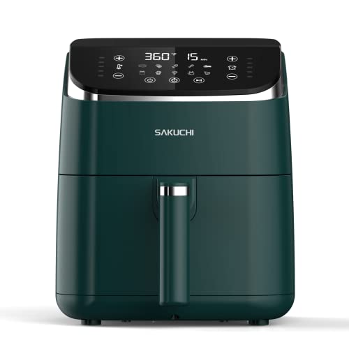 Sakuchi Air Fryer Large 5.8 Quart Air Fryers, 10-in-1 Digital Air Fryer Oven Cooker with 10 Preset Cooking Programs, LED Touch Screen, Non-Stick Tray Basket, Auto Shut-Off, Pot Dishwasher Safe, 1500W (Green) Best Present Gift